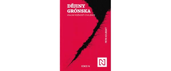 obálka knihy Dějiny Grónska - jasně červená pevnina, do které se zařezává trhlina